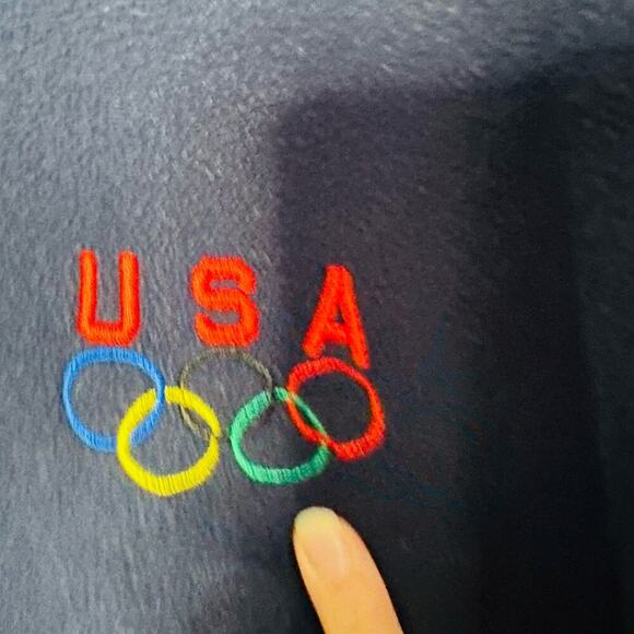 Vintage USA Olympics 90s Dark Blue Zip Up Front Fleece Jacket Size Medium - Picture 5 of 7